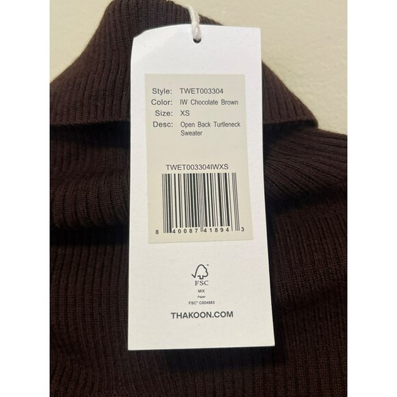 Thakoon Tie Open Back Turtleneck Sweater Sz XS NWT Brown - Picture 7 of 9